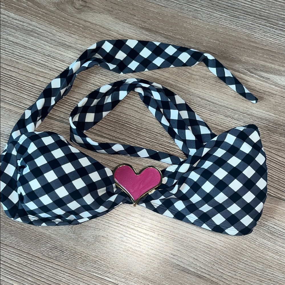 Sofia by Vix Black & White Gingham Print Bikini Top